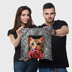 Подушка квадратная Кот в телефоне, цвет: 3D-принт — фото 2