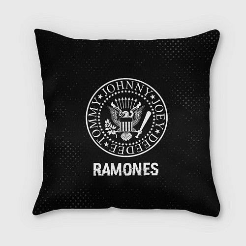 Подушка квадратная Ramones glitch на темном фоне / 3D-принт – фото 1