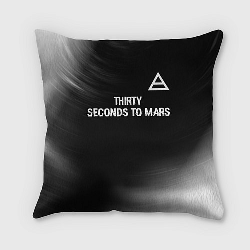Подушка квадратная Thirty Seconds to Mars glitch на темном фоне посер / 3D-принт – фото 1