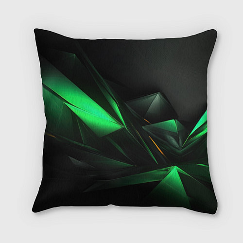 Подушка квадратная Зеленая геометрическая абстракция / 3D-принт – фото 1