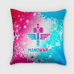 Подушка квадратная Manowar neon gradient style