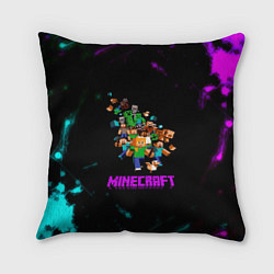 Подушка квадратная Minecraft neon краски