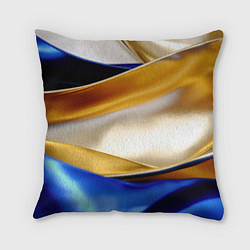 Подушка квадратная Белая желтая синяя абстракция, цвет: 3D-принт