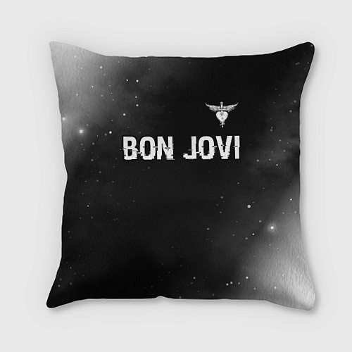 Подушка квадратная Bon Jovi glitch на темном фоне посередине / 3D-принт – фото 1