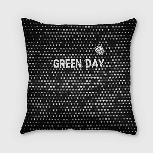 Подушка квадратная Green Day glitch на темном фоне посередине / 3D-принт – фото 1