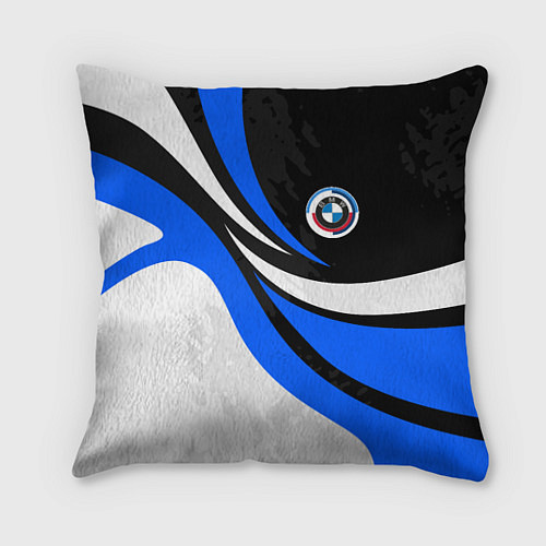 Подушка квадратная BMW - синяя абстракция / 3D-принт – фото 1