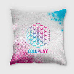 Подушка квадратная Coldplay neon gradient style