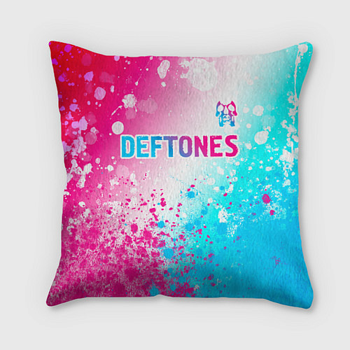 Подушка квадратная Deftones neon gradient style посередине / 3D-принт – фото 1