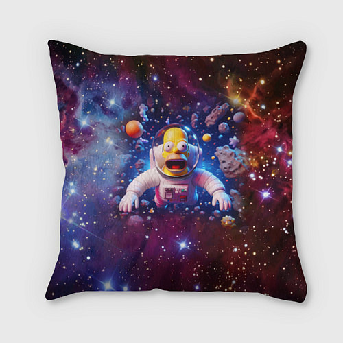 Подушка квадратная Homer Simpson in space - ai art / 3D-принт – фото 1