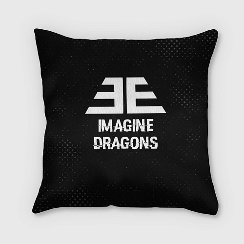 Подушка квадратная Imagine Dragons glitch на темном фоне / 3D-принт – фото 1
