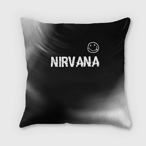 Подушка квадратная Nirvana glitch на темном фоне посередине / 3D-принт – фото 1