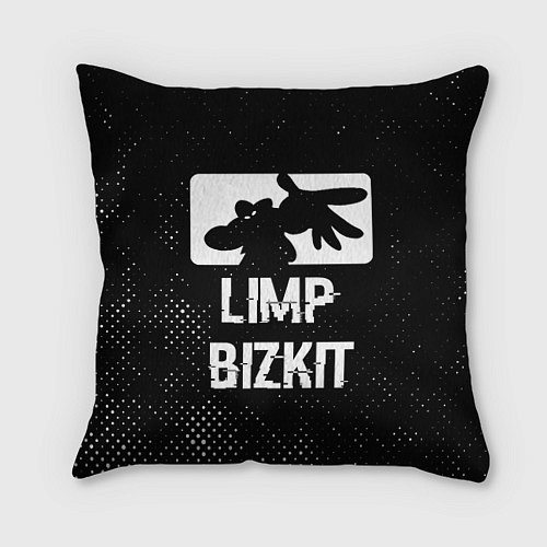 Подушка квадратная Limp Bizkit glitch на темном фоне / 3D-принт – фото 1