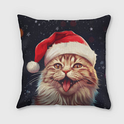 Подушка квадратная New Years mood from Santa the cat, цвет: 3D-принт