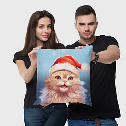 Подушка квадратная New Year with Santa the cat, цвет: 3D-принт — фото 2