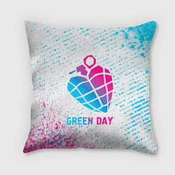 Подушка квадратная Green Day neon gradient style, цвет: 3D-принт