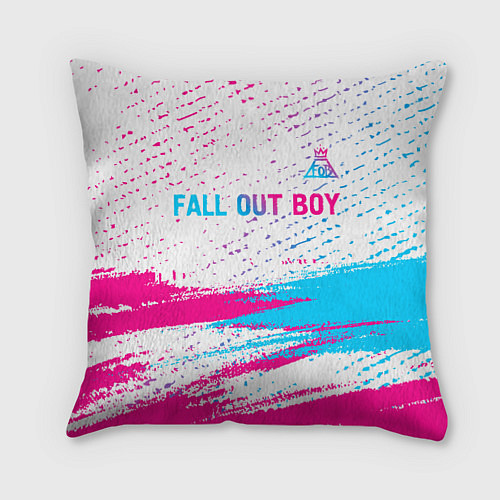 Подушка квадратная Fall Out Boy neon gradient style посередине / 3D-принт – фото 1