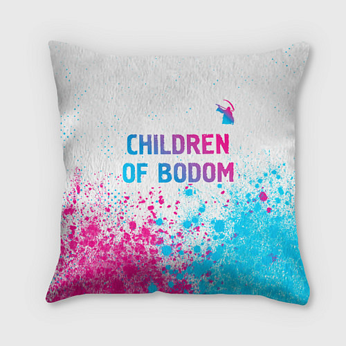 Подушка квадратная Children of Bodom neon gradient style посередине / 3D-принт – фото 1