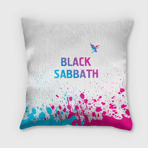 Подушка квадратная Black Sabbath neon gradient style посередине / 3D-принт – фото 1