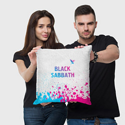 Подушка квадратная Black Sabbath neon gradient style посередине, цвет: 3D-принт — фото 2