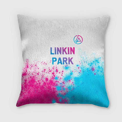 Подушка квадратная Linkin Park neon gradient style посередине / 3D-принт – фото 1