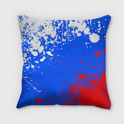 Подушка квадратная Флаг России - брызги, цвет: 3D-принт