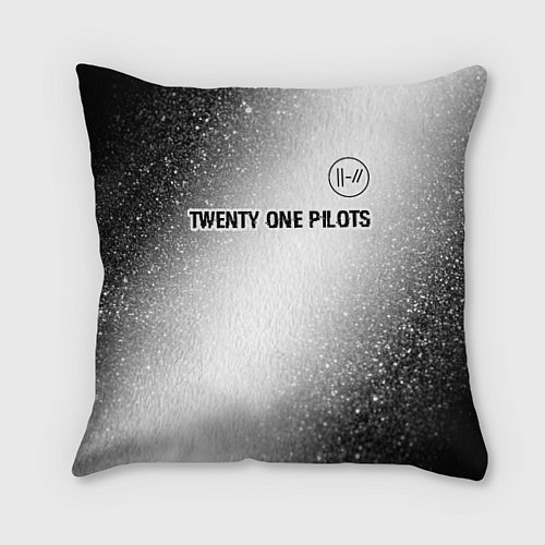 Подушка квадратная Twenty One Pilots glitch на светлом фоне посередин / 3D-принт – фото 1