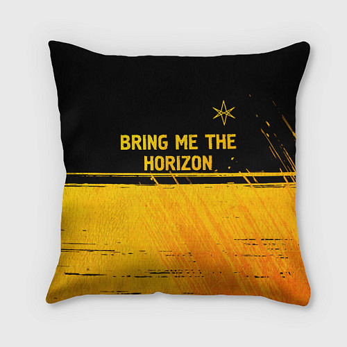 Подушка квадратная Bring Me the Horizon - gold gradient посередине / 3D-принт – фото 1