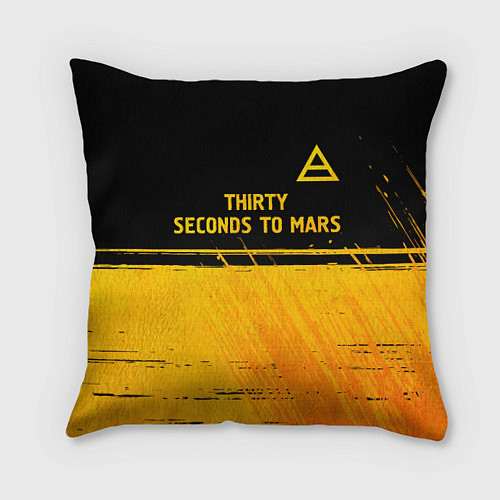 Подушка квадратная Thirty Seconds to Mars - gold gradient посередине / 3D-принт – фото 1