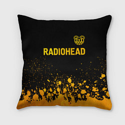 Подушка квадратная Radiohead - gold gradient посередине, цвет: 3D-принт