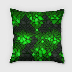 Подушка квадратная Зелёный трескающийся камень