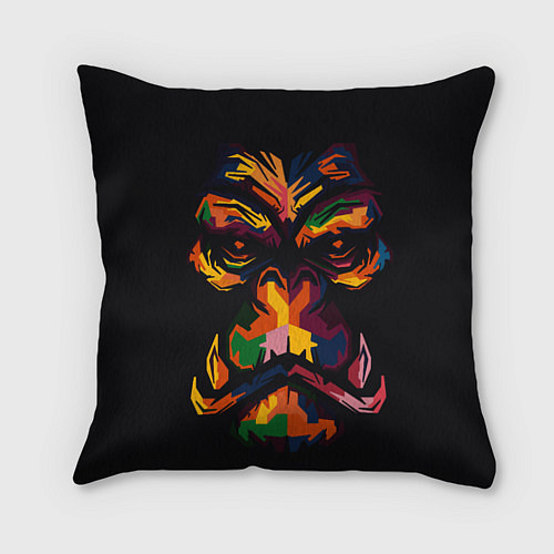 Подушка квадратная Морда гориллы поп-арт / 3D-принт – фото 1