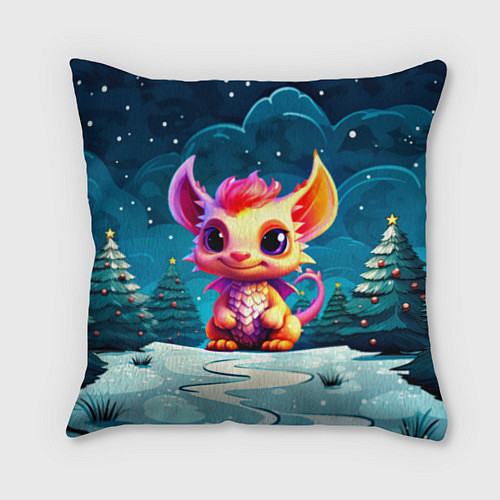 Подушка квадратная Маленький пушистый дракошка / 3D-принт – фото 1