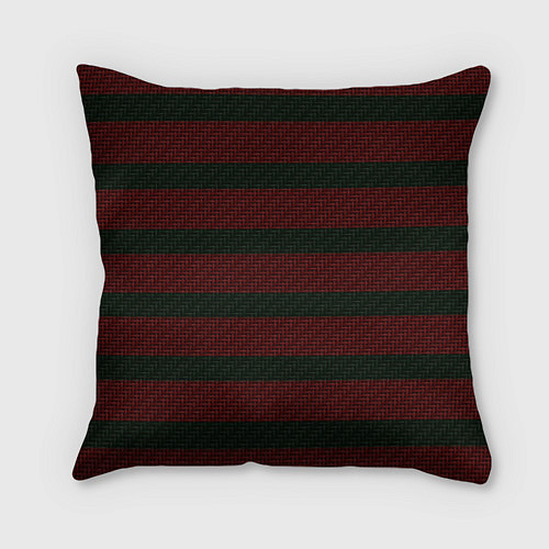 Подушка квадратная Текстура саржи с красными полосами / 3D-принт – фото 1