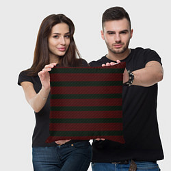 Подушка квадратная Текстура саржи с красными полосами, цвет: 3D-принт — фото 2