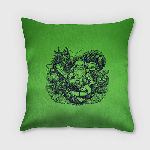 Подушка квадратная Дракон и Дед Мороз азиат / 3D-принт – фото 1