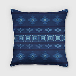 Подушка квадратная Blue tribal geometric, цвет: 3D-принт