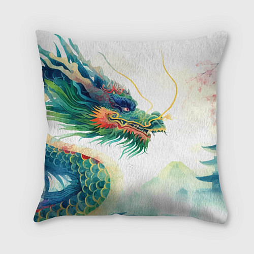 Подушка квадратная Japanese dragon - watercolor art / 3D-принт – фото 1