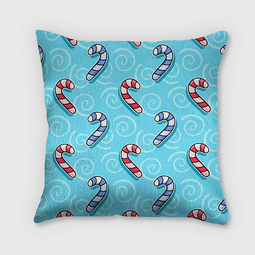 Подушка квадратная Новогодний леденец трость / 3D-принт – фото 1