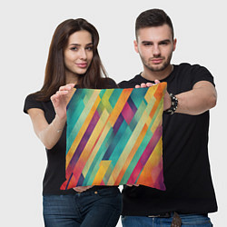 Подушка квадратная Цветные диагональные полосы, цвет: 3D-принт — фото 2