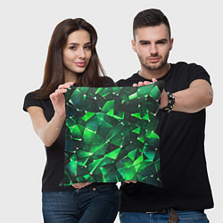 Подушка квадратная Зелёное разбитое стекло, цвет: 3D-принт — фото 2