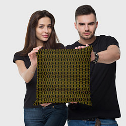 Подушка квадратная Узоры чёрно-золотой паттерн, цвет: 3D-принт — фото 2