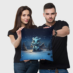 Подушка квадратная Снежный дракон 2024, цвет: 3D-принт — фото 2