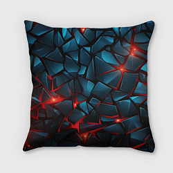 Подушка квадратная Синие плиты с красным разломом