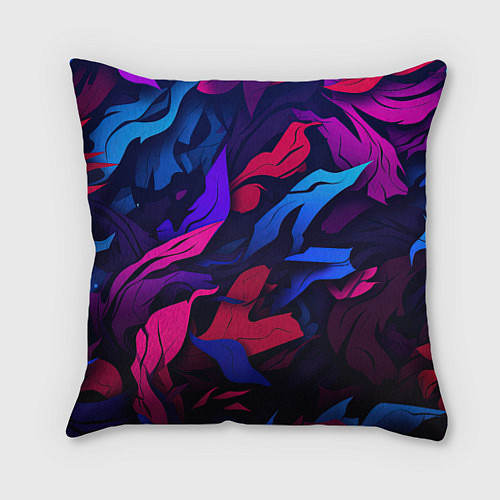 Подушка квадратная Синие и фиолетовые яркие краски / 3D-принт – фото 1