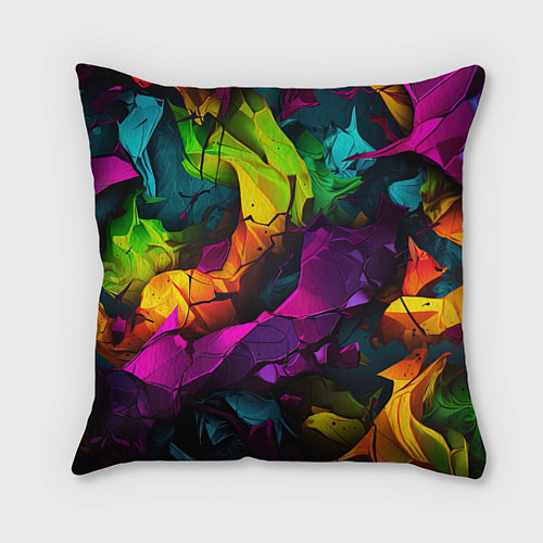 Подушка квадратная Яркие разноцветные краски / 3D-принт – фото 1