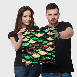 Подушка квадратная Чешуя зеленого дракона, цвет: 3D-принт — фото 2
