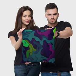 Подушка квадратная Неопределенный яркий камуфляж, цвет: 3D-принт — фото 2