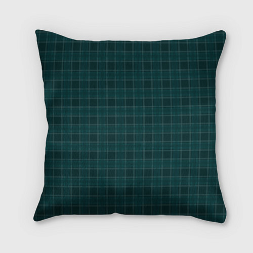 Подушка квадратная Серьёзный зелёный в клетку / 3D-принт – фото 1