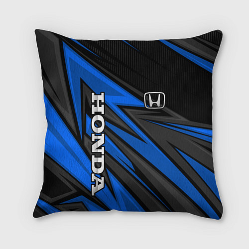 Подушка квадратная Honda motors - синяя спортивная абстракция / 3D-принт – фото 1