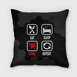 Подушка квадратная Eat, sleep, GTA6, repeat, цвет: 3D-принт